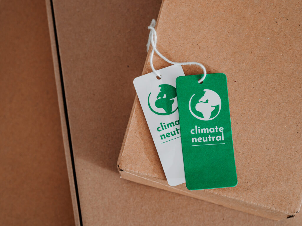 climate neutral and carbon label concept