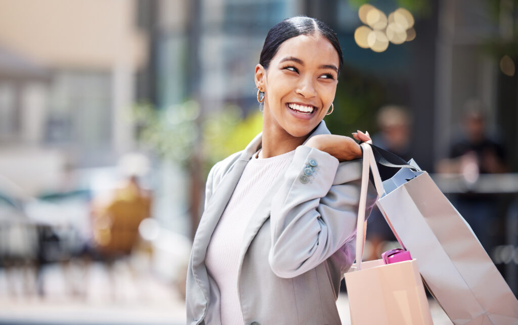 shopping retail and customer with bags to shop at 2023 11 27 05 13 27 utc